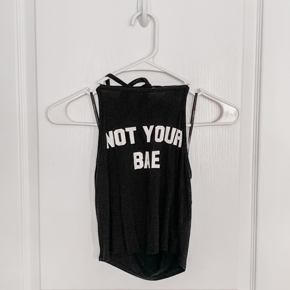 Forever 21 Not Your Bae Black Halter Crop Top - Picture 2 of 5